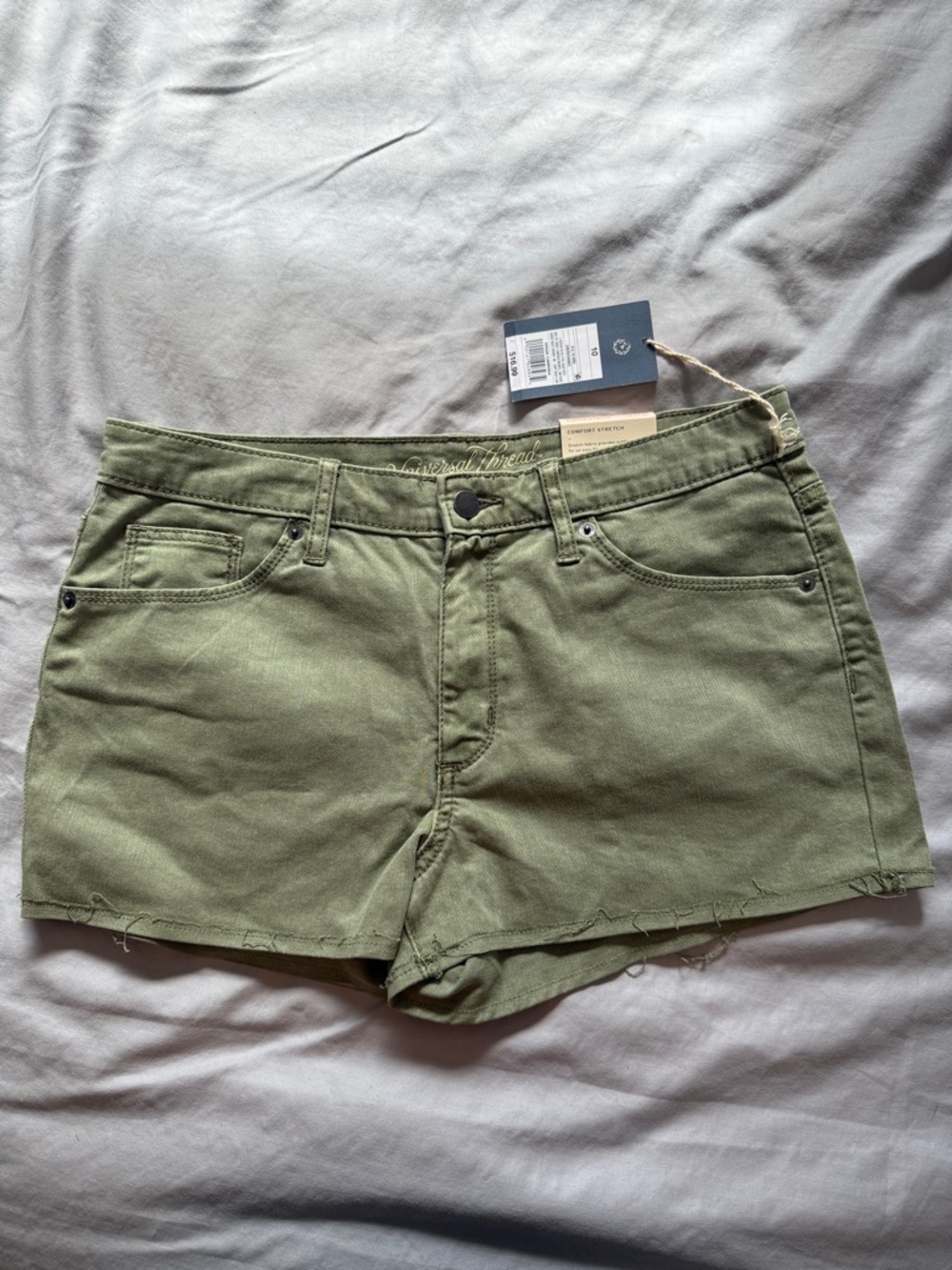 Universal Thread Olive Green Denim Shorts - Casual Five-Pocket